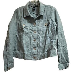 Saint Topez West Women’s Teal Blue 100% Linen Jacket Size Medium